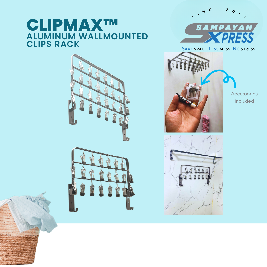 ClipMax™ Aluminum Wall-Mounted Foldable Clips Rack