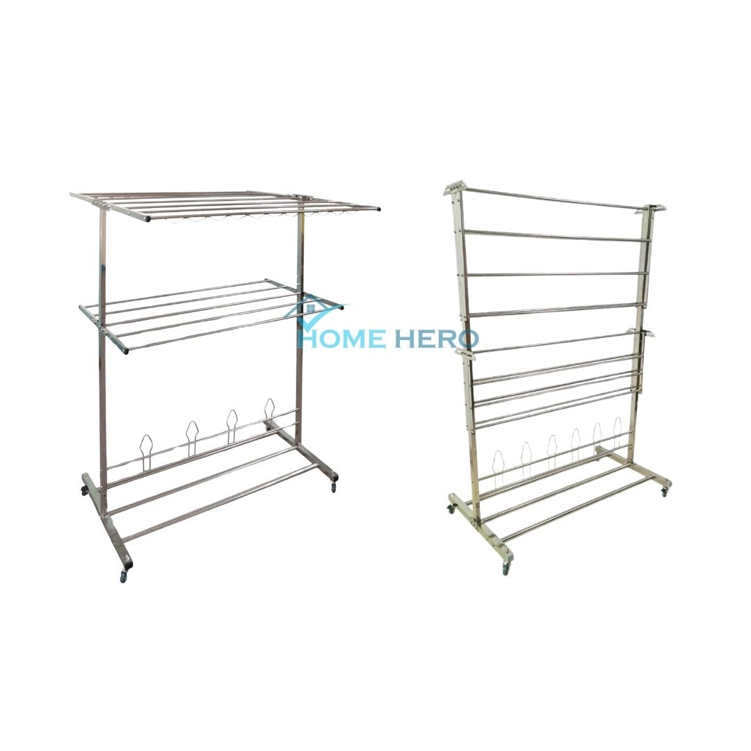 Sampayan Xpress® FlexiDry T-Type Stainless Steel Movable Drying Rack with Wheels