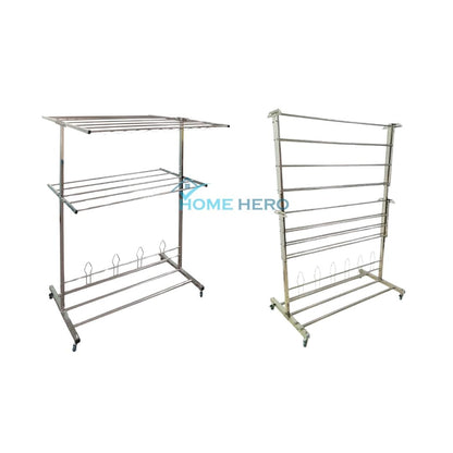 Sampayan Xpress® FlexiDry T-Type Stainless Steel Movable Drying Rack with Wheels