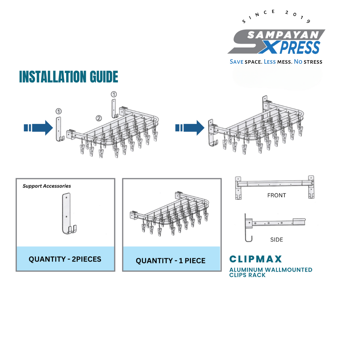 ClipMax™ Aluminum Wall-Mounted Foldable Clips Rack