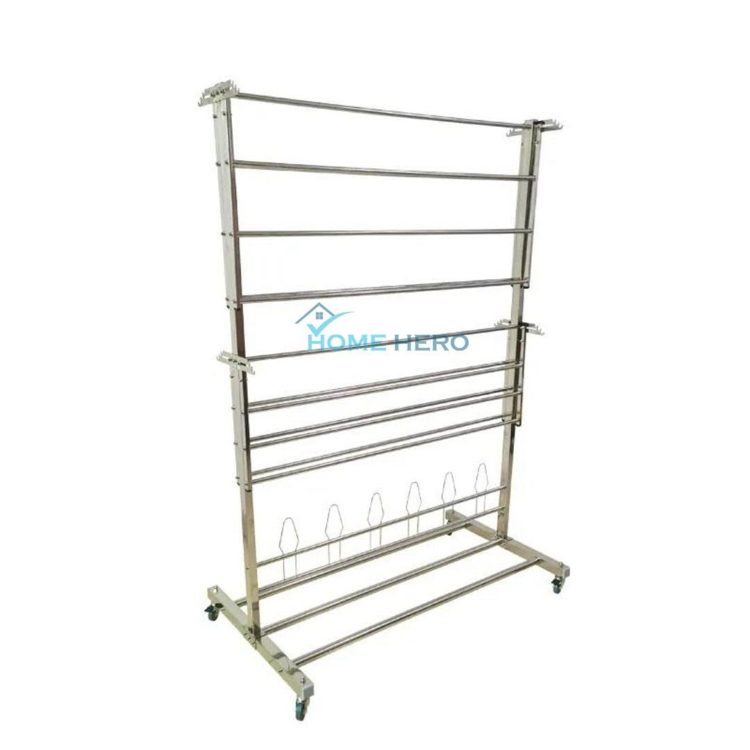 Sampayan Xpress® FlexiDry T-Type Stainless Steel Movable Drying Rack with Wheels