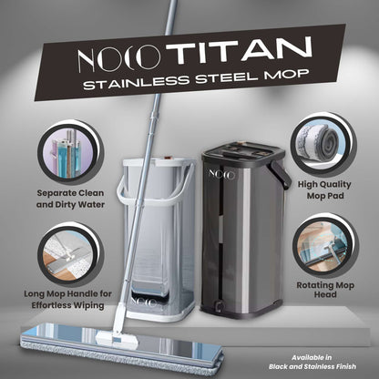 NOCO Titan Stainless Steel Flat Mop - Separate Clean from Dirty Water