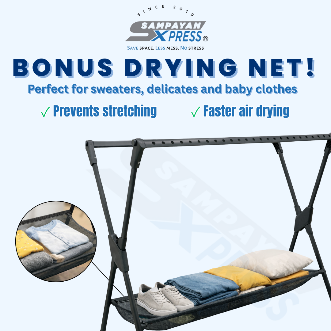 Sampayan Xpress® AeroStand™ X-Type Foldable Drying Rack with Net