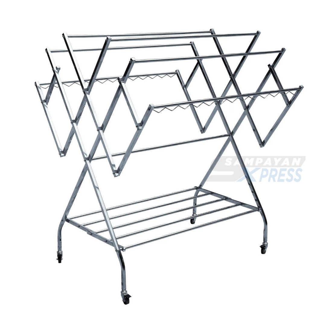 Sampayan Xpress® FlexiDry W-Type Stainless Steel Movable Drying Rack with Wheels Heavy Duty Clothes Line sampayan stand