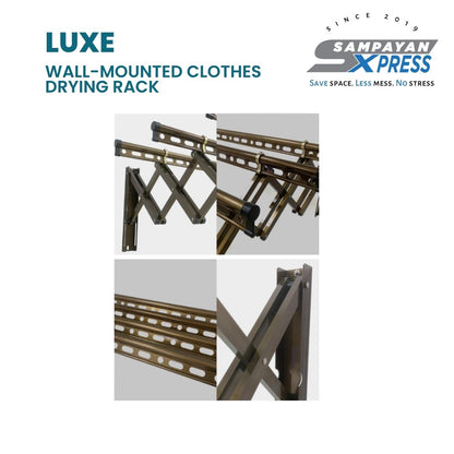 Sampayan Xpress® Luxe Aluminum Wall Mounted Retractable Drying Rack - 4 Pole