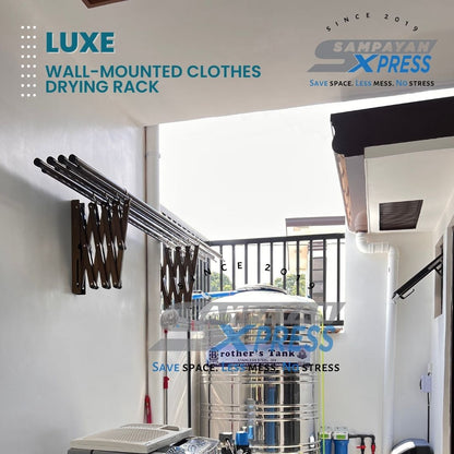 Sampayan Xpress® Luxe Aluminum Wall Mounted Retractable Drying Rack - 4 Pole