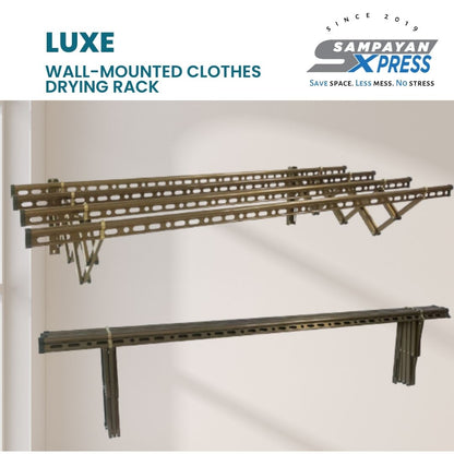 Sampayan Xpress® Luxe Aluminum Wall Mounted Retractable Drying Rack - 4 Pole