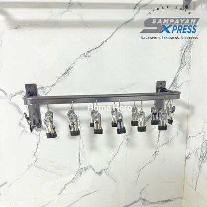 ClipMax™ Aluminum Wall-Mounted Foldable Clips Rack