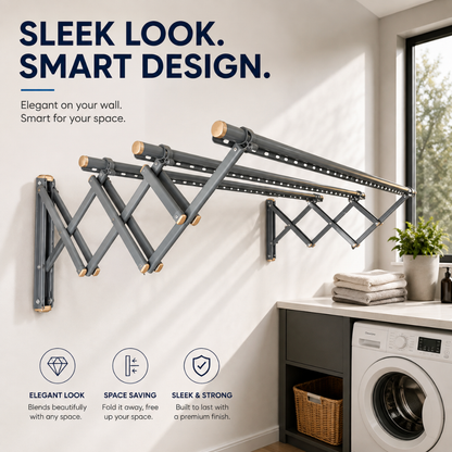 Sampayan Xpress® AeroFold™ Aluminum Wall-Mounted Retractable Drying Rack
