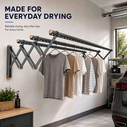Sampayan Xpress® AeroFold™ Aluminum Wall-Mounted Retractable Drying Rack