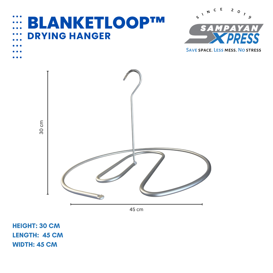 Sampayan Xpress® BlanketLoop™ Aluminum Drying Hanger – Space-Saving Blanket Bulky Fabric Hanger