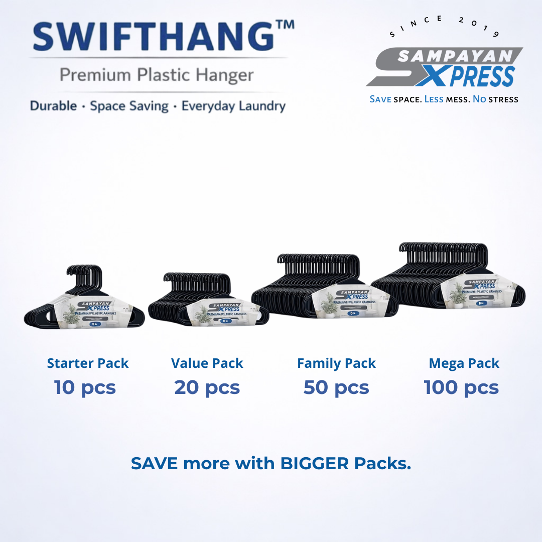 SwiftHang™ Premium Plastic Hanger – Durable Space-Saving Laundry Hangers (10 PCS per Pack)