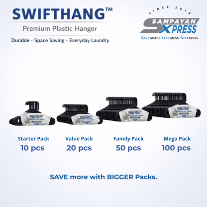 SwiftHang™ Premium Plastic Hanger – Durable Space-Saving Laundry Hangers (10 PCS per Pack)