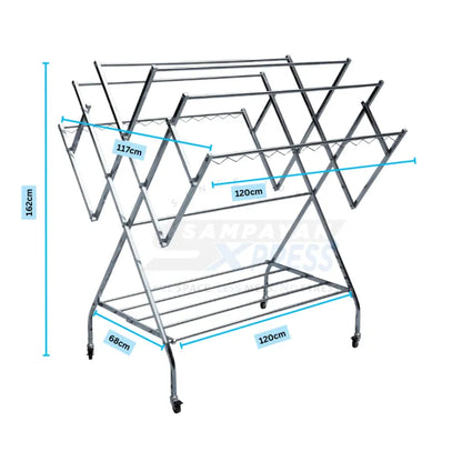 Sampayan Xpress® FlexiDry W-Type Stainless Steel Movable Drying Rack with Wheels Heavy Duty Clothes Line sampayan stand