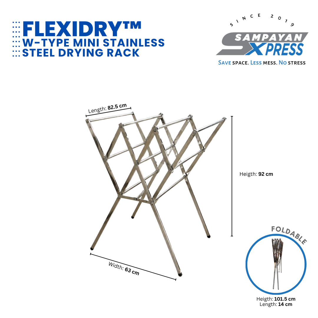 Sampayan Xpress® Flexidry™ W-Type Mini Stainless Steel Drying Rack