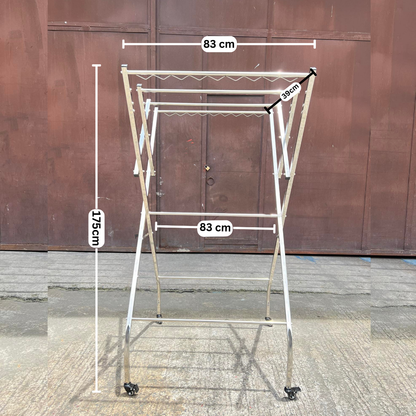 Sampayan Xpress® FlexiDry W-Type Stainless Steel Movable Drying Rack with Wheels 4 Bars