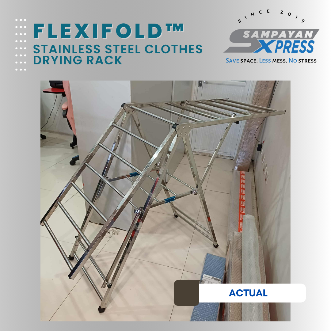 Sampayan Xpress® FlexiFold Stainless Steel Foldable Floor Stand Drying Rack