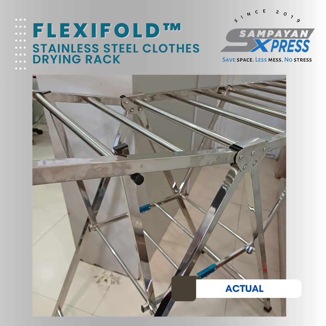 Sampayan Xpress® FlexiFold Stainless Steel Foldable Floor Stand Drying Rack