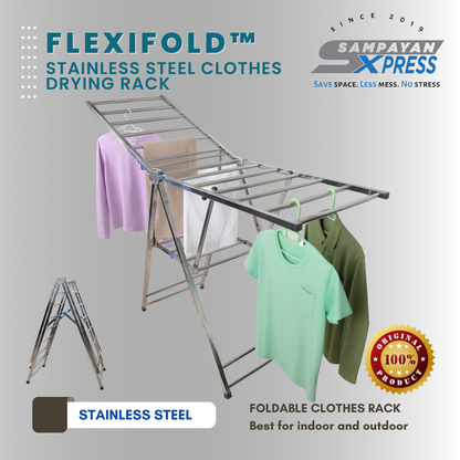 Sampayan Xpress® FlexiFold Stainless Steel Foldable Floor Stand Drying Rack