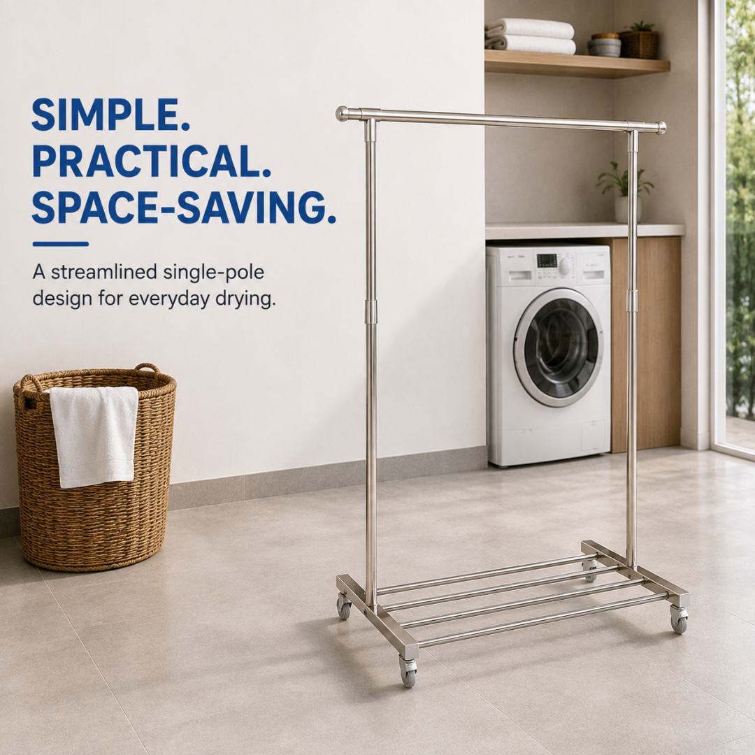 Sampayan Xpress® FlexiDry™ Single Pole Movable Drying Rack with Wheels