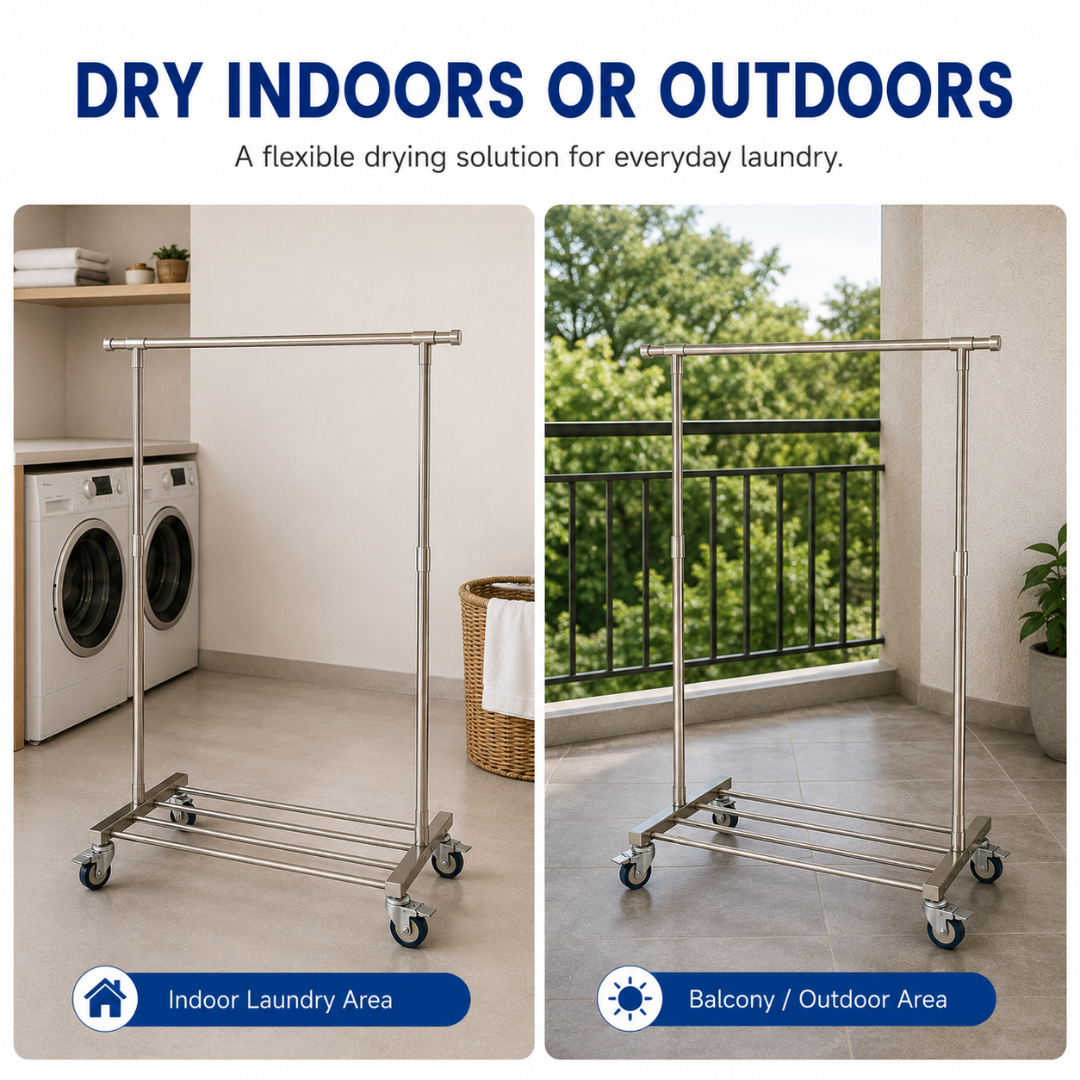 Sampayan Xpress® FlexiDry™ Single Pole Movable Drying Rack with Wheels