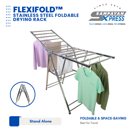 Sampayan Xpress® FlexiFold Stainless Steel Foldable Floor Stand Drying Rack