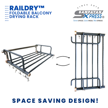 Sampayan Xpress® Raildry™ Foldable Balcony Drying Rack