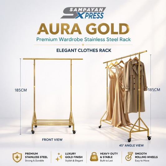 Aura Gold™ Elegant Clothes Wardrobe Rack
