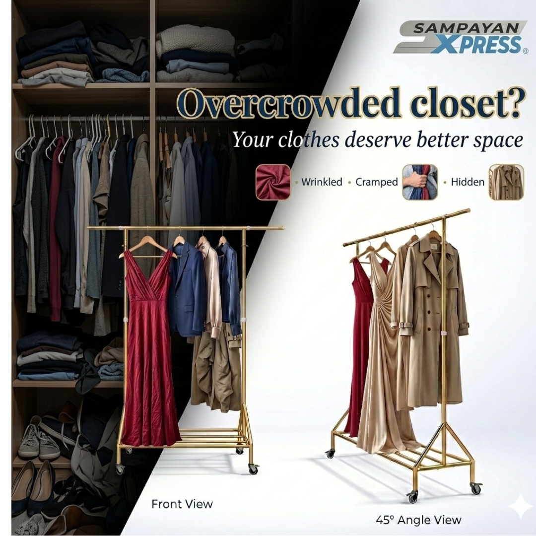 Aura Gold™ Elegant Clothes Wardrobe Rack