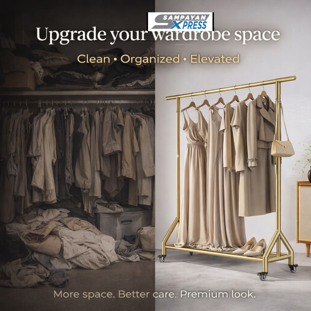 Aura Gold™ Elegant Clothes Wardrobe Rack