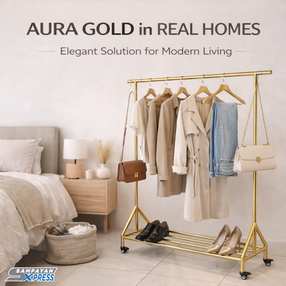Aura Gold™ Elegant Clothes Wardrobe Rack