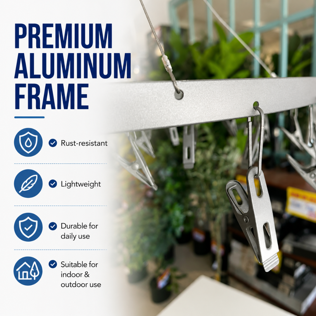 Sampayan Xpress® TinyWear™ Orbit Hanger Aluminum – 24 Clips Laundry Drying Rack