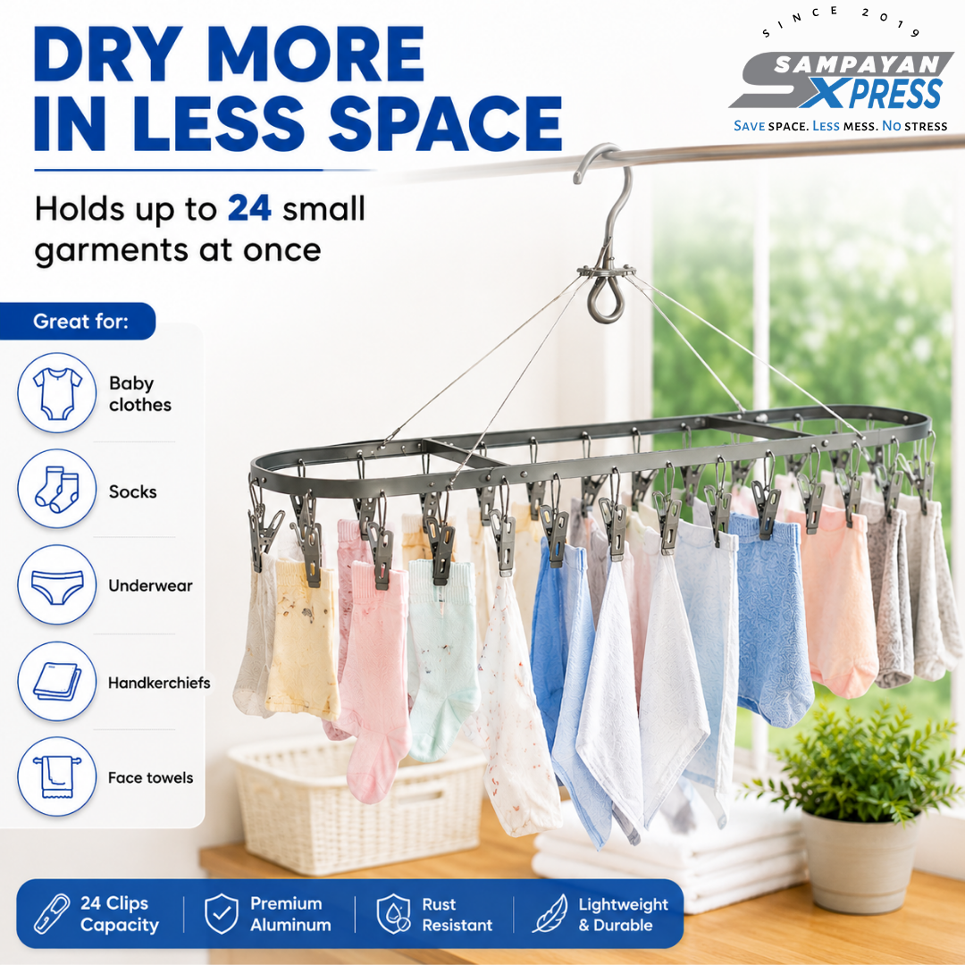 Sampayan Xpress® TinyWear™ Oval 24-Clip Aluminum Drying Hanger