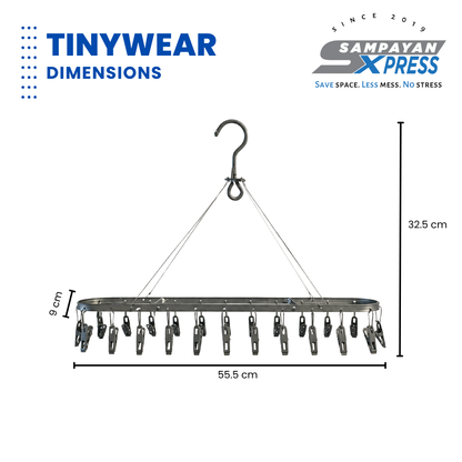Sampayan Xpress® TinyWear™ Oval 24-Clip Aluminum Drying Hanger