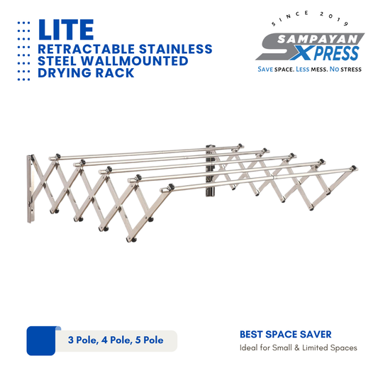 Sampayan Xpress® LITE Retractable Stainless Steel Wall Mounted Clothes Drying Rack (Sampayan)