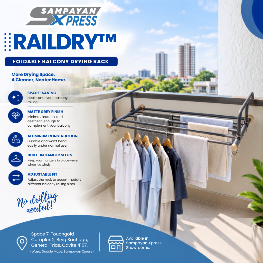 Sampayan Xpress® Raildry™ Foldable Balcony Drying Rack