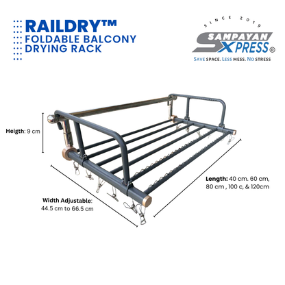 Sampayan Xpress® Raildry™ Foldable Balcony Drying Rack