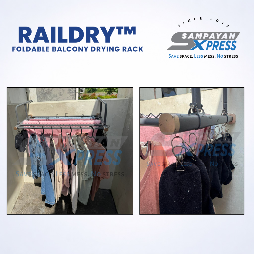 Sampayan Xpress® Raildry™ Foldable Balcony Drying Rack