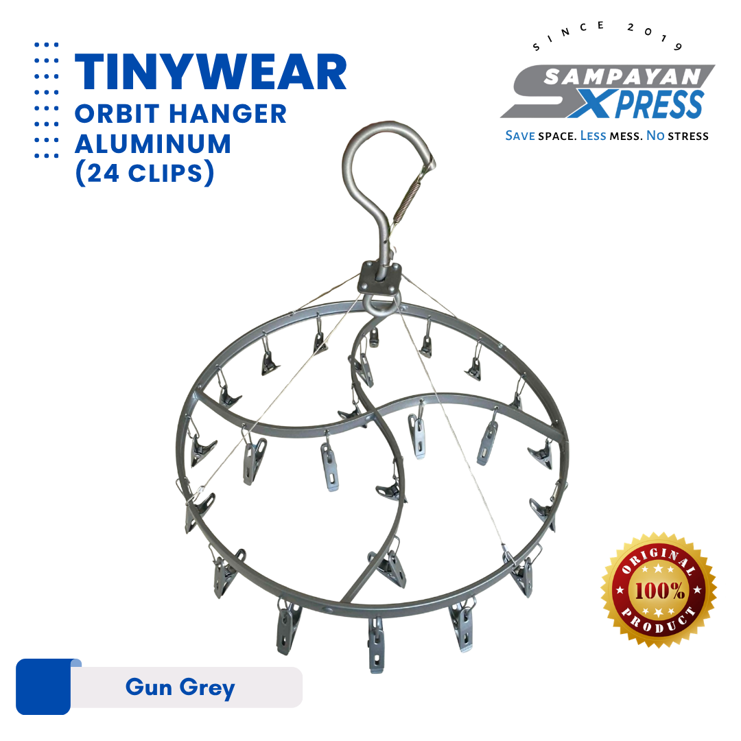 Sampayan Xpress® TinyWear™ Orbit Hanger Aluminum – 24 Clips Laundry Drying Rack