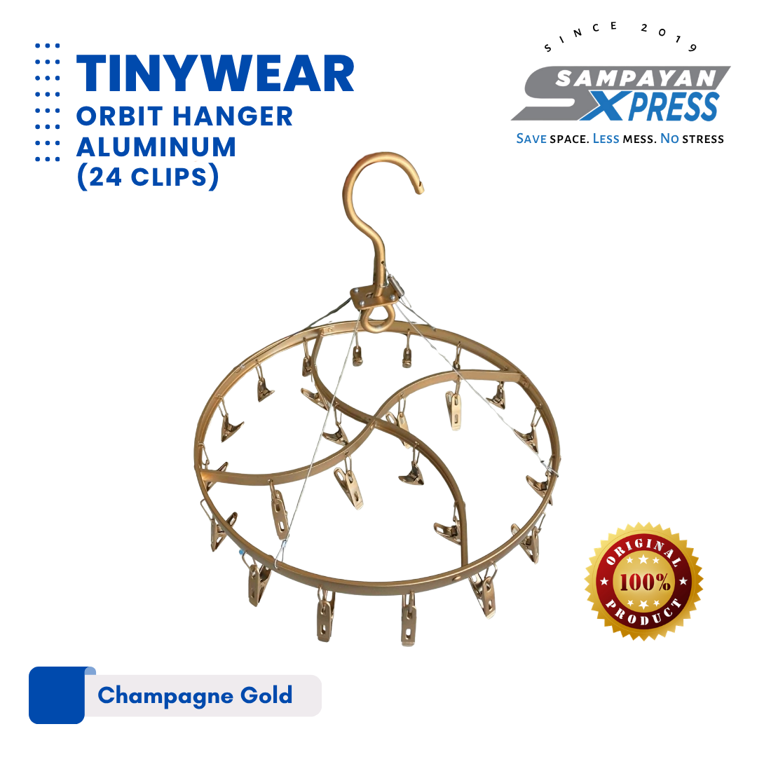 Sampayan Xpress® TinyWear™ Orbit Hanger Aluminum – 24 Clips Laundry Drying Rack