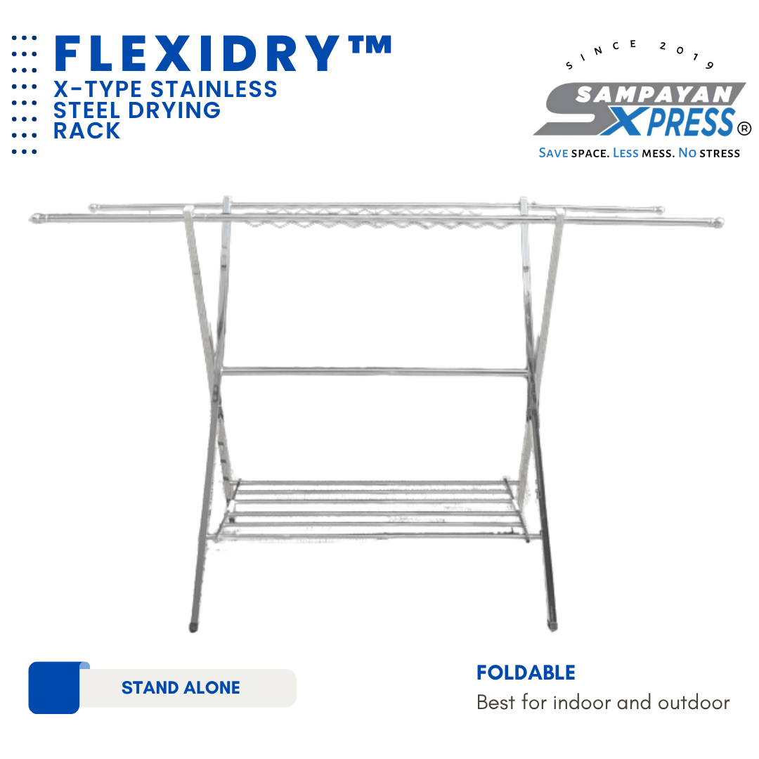 Sampayan Xpress® Flexidry™ Stainless Steel X-Type Drying Rack | Rust-Resistant Foldable Sampayan