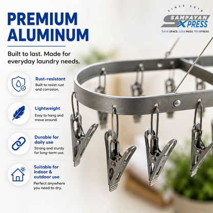 Sampayan Xpress® TinyWear™ Oval 24-Clip Aluminum Drying Hanger