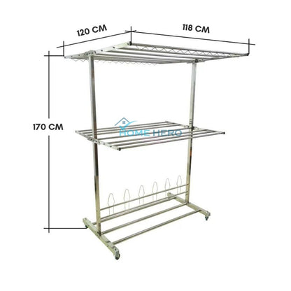 Sampayan Xpress® FlexiDry T-Type Stainless Steel Movable Drying Rack with Wheels