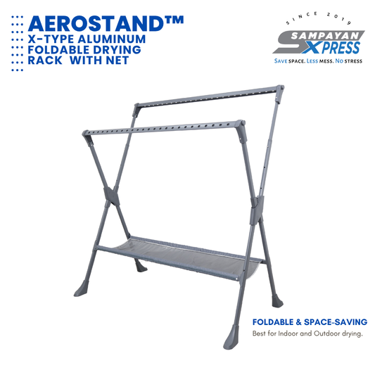 Sampayan Xpress® AeroStand™ X-Type Foldable Drying Rack with Net
