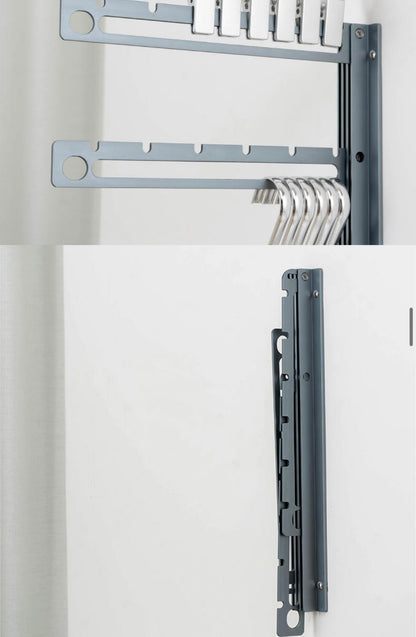 Hang-n-Hold™ Aluminum Folding Wall Mounted Clothes, Hanger, and Clips Organizer