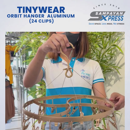 Sampayan Xpress® TinyWear™ Orbit Hanger Aluminum – 24 Clips Laundry Drying Rack