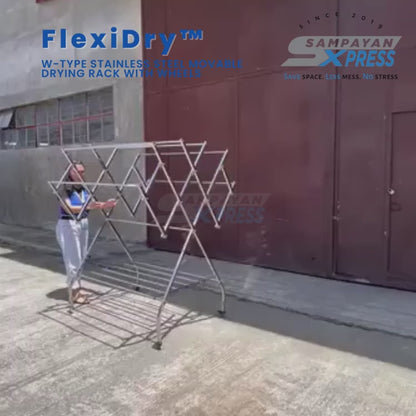 Sampayan Xpress® FlexiDry W-Type Stainless Steel Movable Drying Rack with Wheels Heavy Duty Clothes Line sampayan stand